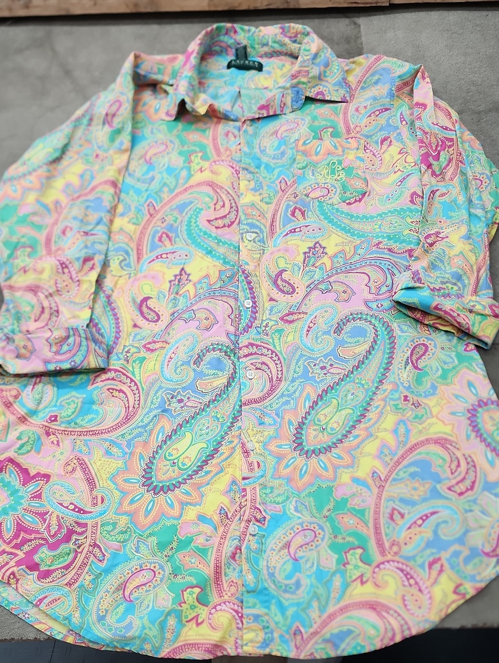 Pastel Paisley Button-Up Blouse - Multicolor